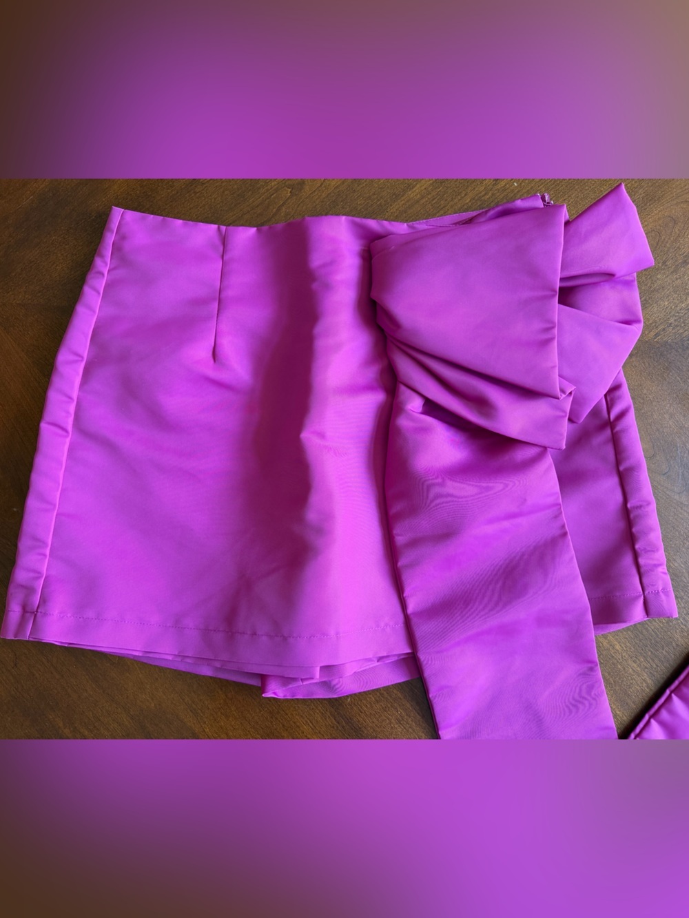 Avec Les Filles Anthropologie Asymmetrical Skort Satin Bow Size 8 Magenta NEW - Picture 3 of 7
